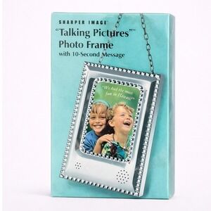 Sharper Image Talking Pictures Photo Frame Chrome 2x3 Recordable Message PT810